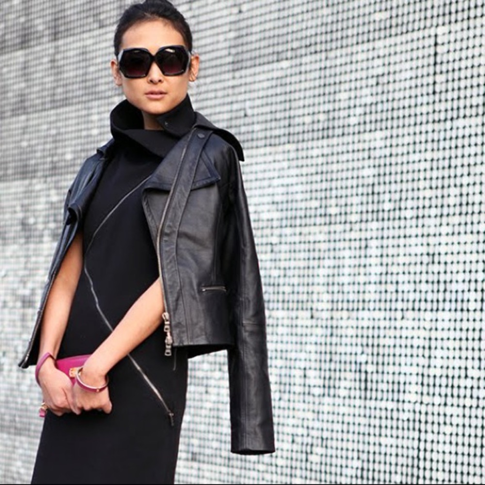 Edun Oversize Zip Leather Jacket